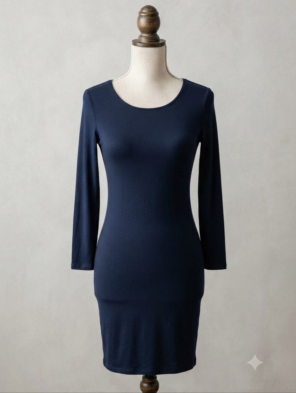 Marine Layer Navy Blue Long Sleeve Stretchy Bodycon Midi Lined Dress Sz L Womens